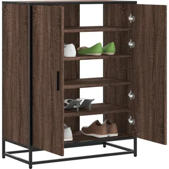 Botník zahrada-XL Botník hnědý dub 75 x 38 x 97,5 cm kompozitní dřevo a kov 3300869