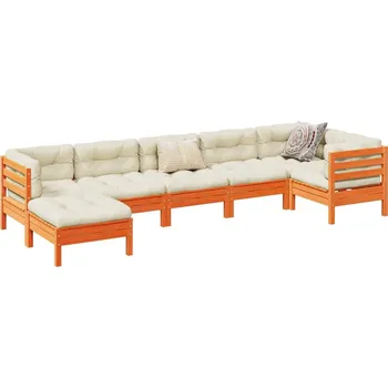 Zahradní sestava zahrada-XL 7dílná zahradní sedací souprava podušky voskově hnědá borovice 3299549