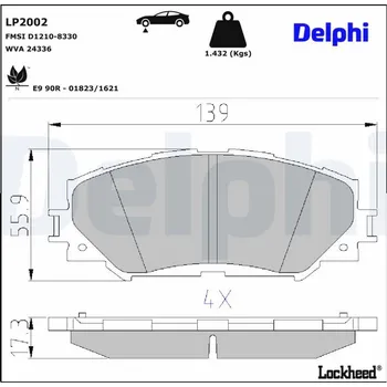 Brzdová destička Sada brzdových destiček, parkovací brzda DELPHI LP2002