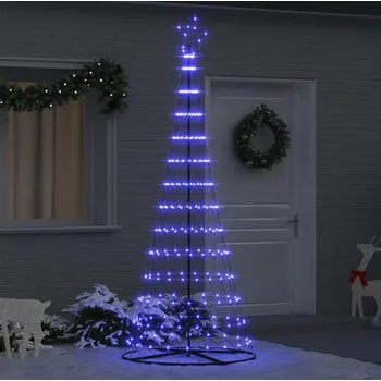 Vánoční dekorace vidaXL LED vánoční strom s stojanem Modrá 100 x 100 x 250 cm kov [42018785]