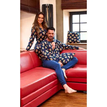 Pánské pyžamo Cornette pyžamo 457/293 Teddy 6 l/r Christmas 3XL-5XL pánské tmavě modrá 4XL