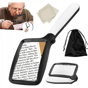 Lupa 3x ZVĚTŠENÍ VELKÁ RUČNÍ LUPA PRO SENIORY SE SVĚTLEM LED