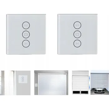 vypínač SKLENĚNÝ DOTYKOVÝ SPÍNAČ ŽALUZIÍ BÍLÝ, WIFI SPÍNAČ PRO ROLETY, LED, 2 KS