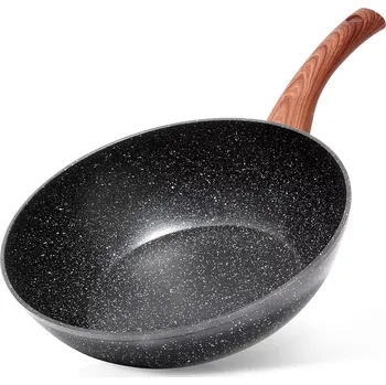 Pánev Granitový wok VILDE Black&Wood 28 cm