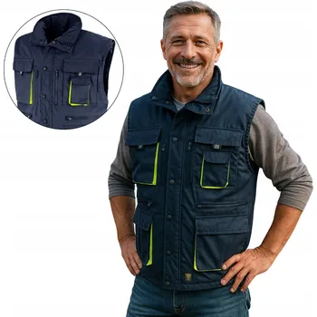 pracovní vesta PÁNSKÁ ZATEPLENÁ PRACOVNÍ VESTA BEZ RUKÁVŮ 11 KAPES vel. XXXL