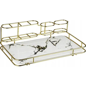 Drátěná police STOJACÍ KOUPELNOVÁ POLICE ORGANIZÉR NA KARTÁČKY PASTU KOSMETIKU VZHLED MARMORU