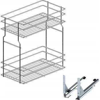 Odpadkový koš Cargo koš spodní do skříňky 40 cm, 400, 2 úrovně, s tlumením dovírání Rejs, chromovaný efekt