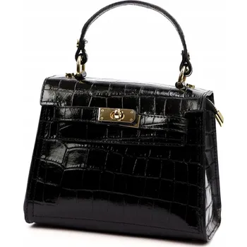 Kabelka Kožená kabelka elegantní krokodýlí vzor croco LUKA černá