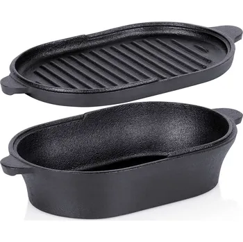 Hrnec Litinová oválná brytfanna s víkem 2v1 cast line 28 × 16 cm, 1,2 l