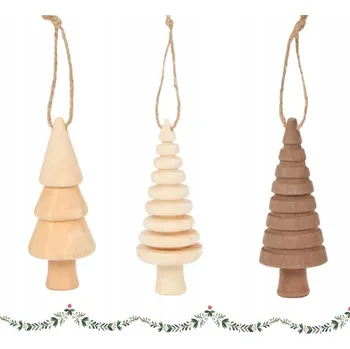Vánoční dekorace MALÝ DŘEVĚNÝ VÁNOČNÍ STROMEČEK PŘÍVĚSEK VÁNOČNÍ KOULE K VYMALOVÁNÍ NA STROMEČEK
