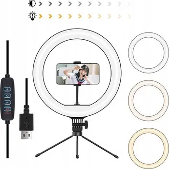 Bezpečnostní kamera LED kruhové světlo pro streamery a youtubery - 26 cm