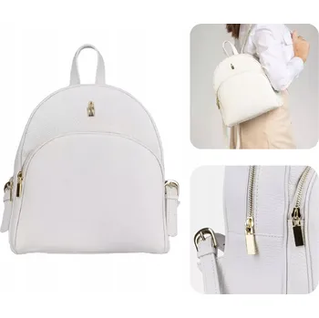 Městský batoh Bílý dámský kožený batoh elegantní batůžek SPARK Wojewodzic