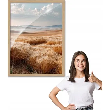 Obraz Obraz s rámem, vzor BOHO MOŘE OBILÍ, dřevěný rámeček 30x40, plexisklo do obýváku