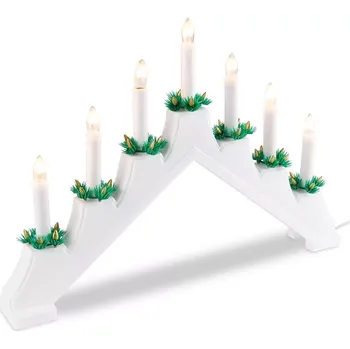 Vánoční svícen Elektrický adventní svícen 7 svíček bílý 41,5 × 29 cm
