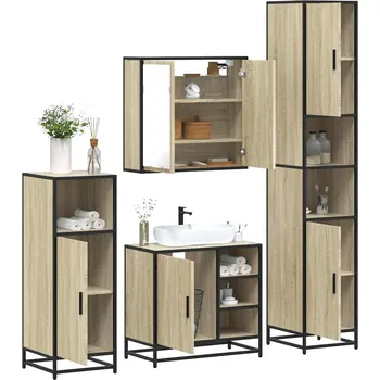 Toaletní stolek zahrada-XL 4dílný set koupelnového nábytku dub sonoma kompozitní dřevo 3301206