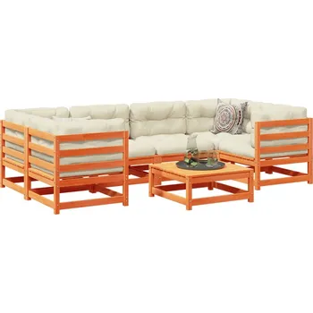 Zahradní sestava zahrada-XL 7dílná zahradní sedací souprava podušky voskově hnědá borovice 3299313