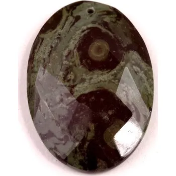 Přírodní kámen Vrtaný kabošon Kambaba Jaspis č.V1 (33x22x5mm)