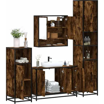 Koupelnový nábytek zahrada-XL 4dílný set koupelnového nábytku kouřový dub kompozitní dřevo 3301222