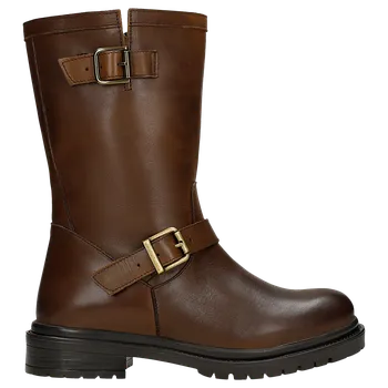 Dámské polobotky Hnědé Zateplené Dámské Kotníkové Boty Se Zlatými Přezkami Wojas 5531252 39