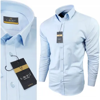 Pánská košile Koszula męska LAVIER s dlouhým rukávem, úzká bavlna velikost XL