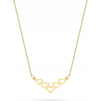 Náhrdelník ZLATÝ NÁHRDELNÍK ŘETÍZEK ryzost 585 Propojená Srdce Tvar Písmene V 14k