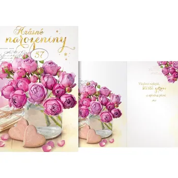 Blahopřání otočné - růžová kytice