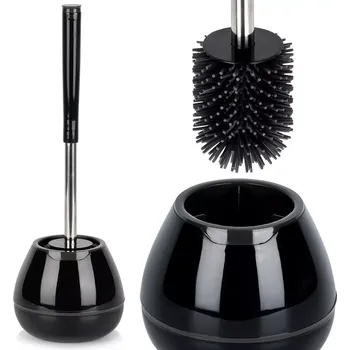 WC štětka Vilde Silikonová WC štětka se stojanem a pinzetou, černá 42 cm