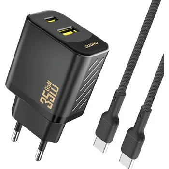 Nabíječka / nabíjecí sada DUDAO USB-A + USB-C 35W GaN síťová + kabel USB-C - černá