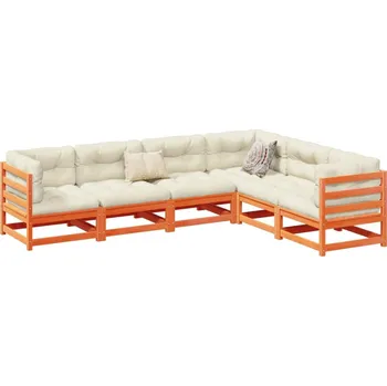 Zahradní sestava zahrada-XL 6dílná zahradní sedací souprava podušky voskově hnědá borovice 3299457