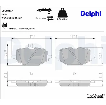 Brzdová destička Sada brzdových destiček, kotoučová brzda DELPHI LP3857