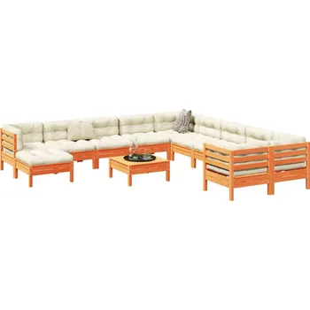 Zahradní sestava zahrada-XL 12dílná zahradní sedací souprava podušky voskově hnědá borovice 3299655