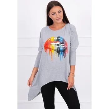 Kesi Oversize halenka s potiskem duhových rtů Barva: Šedá, Velikost: UNI