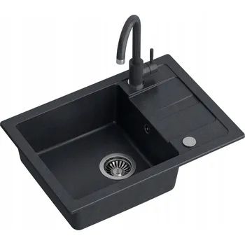Granitový dřez Quadron Go Smart Granit Jednokomorový dřez 62x44 cm Sada Černá