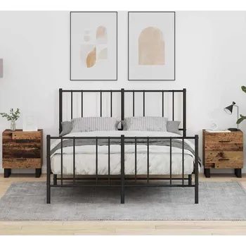 Noční stolek vidaXL Noční skříňka 2 pcs Staré dřevo a černá 40 x 35 x 47,5 cm [884067]