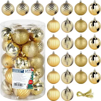 Vánoční dekorace Sada zlatých nerozbitných vánočních koulí 6 cm, 25 ks