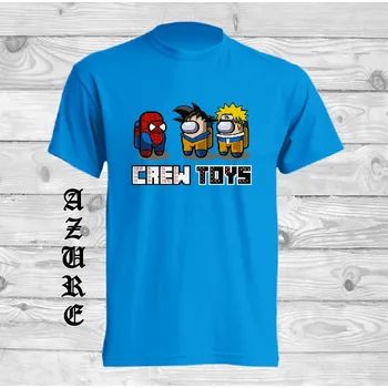 Pánské tričko panske-levne-bavlnene-tricko-potisk-Crew-Toys-Among-Us Barva: Azure - azurově modrá, velikost: XL