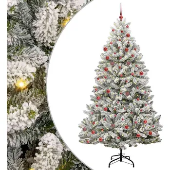 Vánoční stromek vidaXL Umělý vánoční stromeček Zelená a bílá 210 cm PVC a kov [3395757]