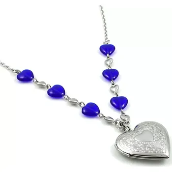 Náhrdelník Medailonek na krk srdce – v modré, zelené, nebo červené