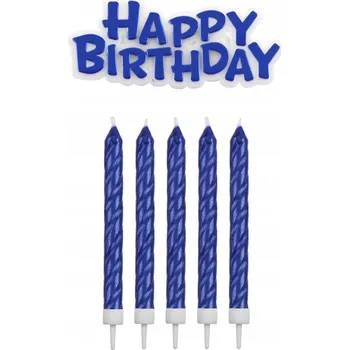 Dortová svíčka Modré narozeninové svíčky s plaketou, 16 ks PME