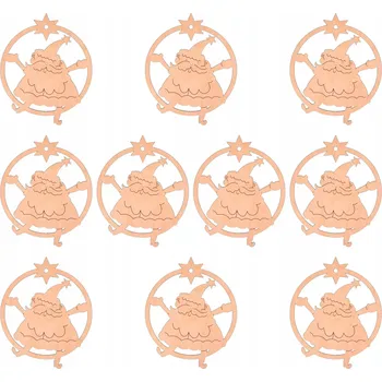 Vánoční dekorace Sada dřevěných vánoční baňky na stromeček, přívěsky Mikuláš, na dárky, 10 Ks