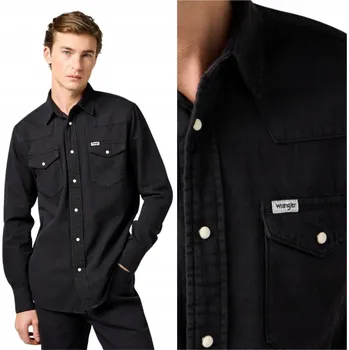 Pánská košile Pánská košile Wrangler Western Shirt Black Rinse 112362377 Velikost M