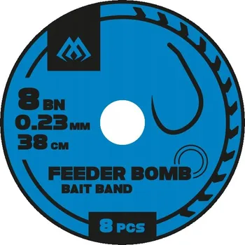 Rybářský háček Háčky zemní s návazcem Mikado Návazce Feeder Bomb X-Tra Strong gumička 8 ks