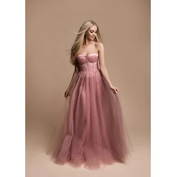 Dámské šaty Eva & Lola Šaty na maturitní ples společenské 2392 Barva: Růžová, Velikost: M / 38 / 06 / 10