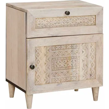 Noční stolek vidaXL Noční skříňka Béžová 50 x 33 x 60 cm Masivní akáciové dřevo [4018124]