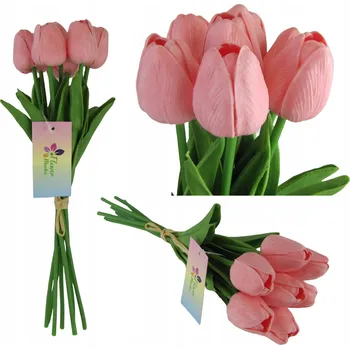 umělá květina Kytice umělých tulipánů 7ks 33 cm, barva vínová