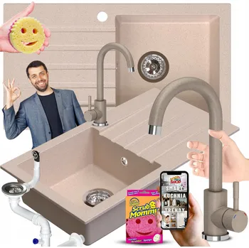 Granitový dřez Jednokomorový granitový dřez GoodPriceShop NILA béžový