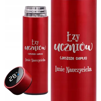 Termoska Červená Termoska Termohrnek LCD displej Pro Učitele Slzy Žáků