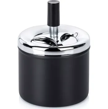 Dóza na potraviny Kovová uzavíratelná otočná popelníčka černá 9,5 × 13 cm