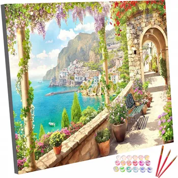 Obraz Obrázek k vymalování podle čísel 123Art Přímořské letovisko 40x50 cm