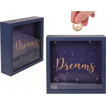 Obraz Dřevěná pokladnička Dreams - Sbírka na sny sklo